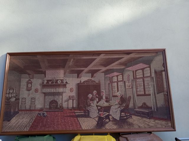 Antico quadro ricamo in tela