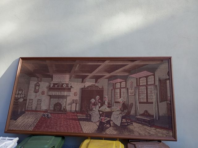 Antico quadro ricamo in tela