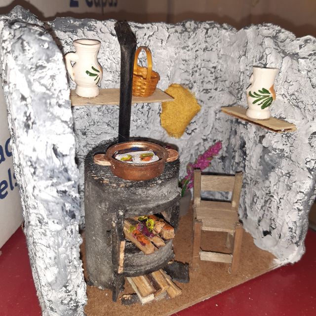 Complemento de Belén. Cocina con estufa