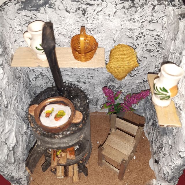 Complemento de Belén. Cocina con estufa