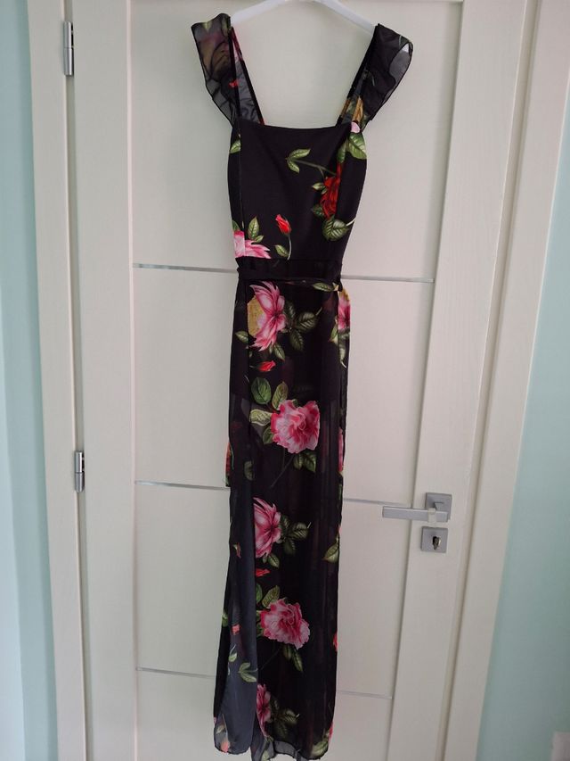 Vestito nero fantasia floreale