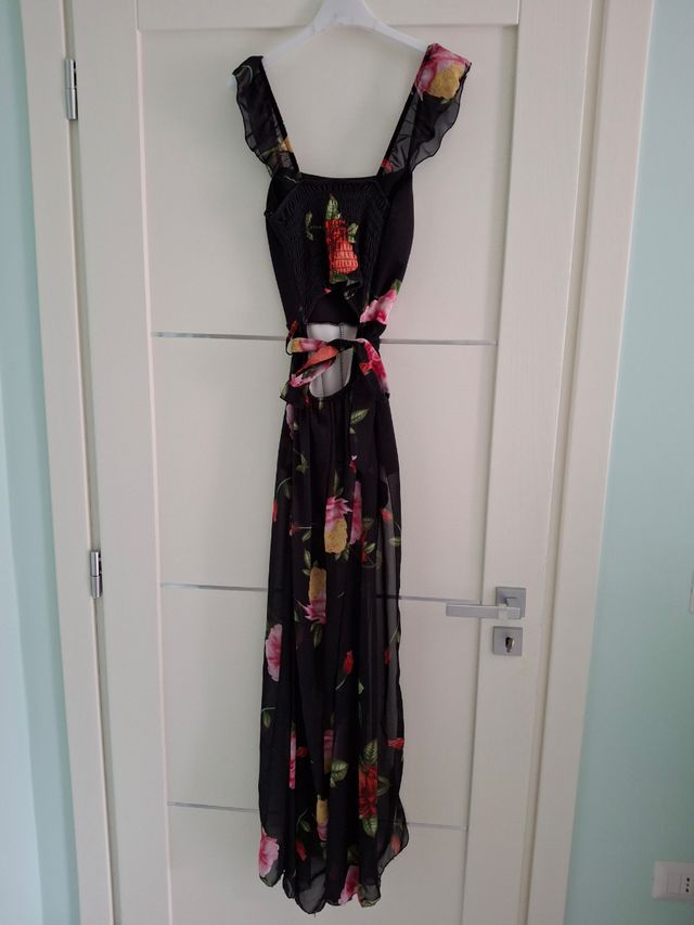 Vestito nero fantasia floreale