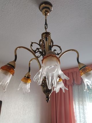 Lámpara Bronce tulipas cristal