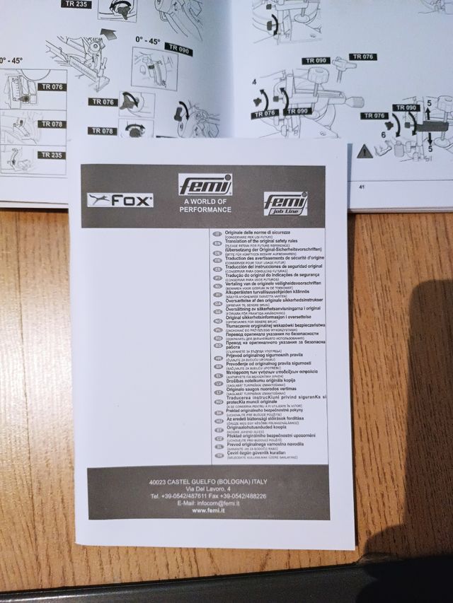 Manuale uso e manutenzione Femi TR 078