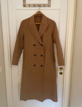 Abrigo de lana y cashmere camel 