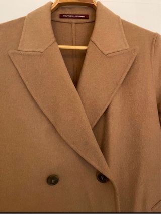 Abrigo de lana y cashmere camel 