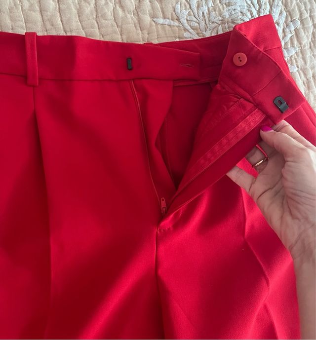 Pantalón pinzas M rojo