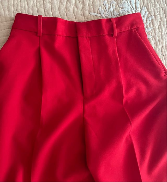Pantalón pinzas M rojo