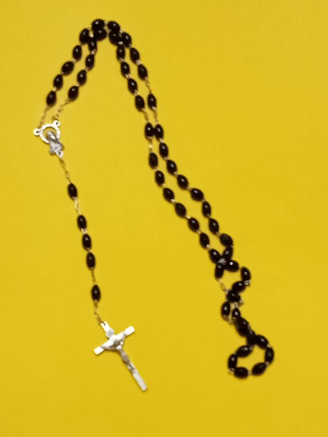 9 rosario plastica nero legatura metallo
