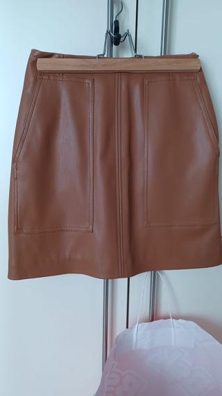 Mini falda símil piel