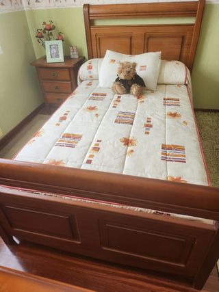 Cama de 105cm madera con somier de láminas