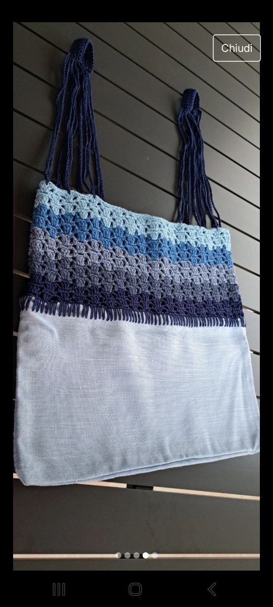 Shopper tessuto e uncinetto 