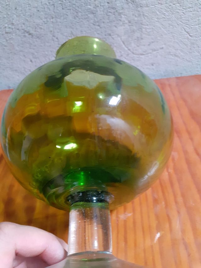 bonito recipiente d cristal bonito verde.ver fotos