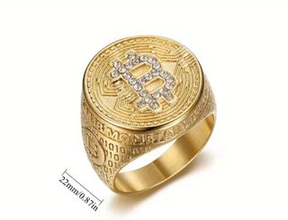 Anillo de Bitcoin de Titanio con Moissanicas