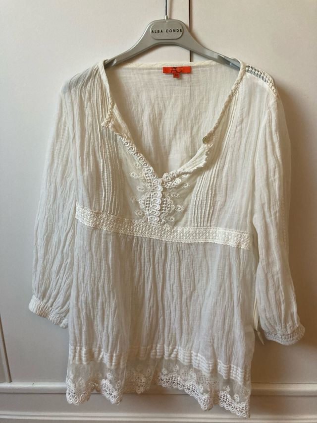 Blusa blanca beige de alba conde talla m