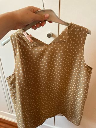 Blusa de lunares marron y blanca talla l