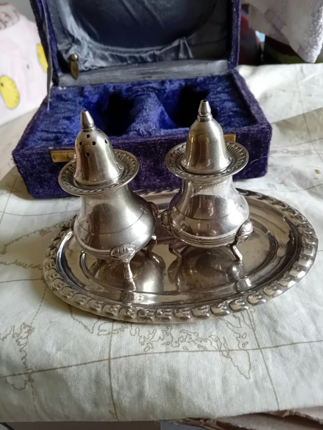 Porta sale e pepe set metallo argentato