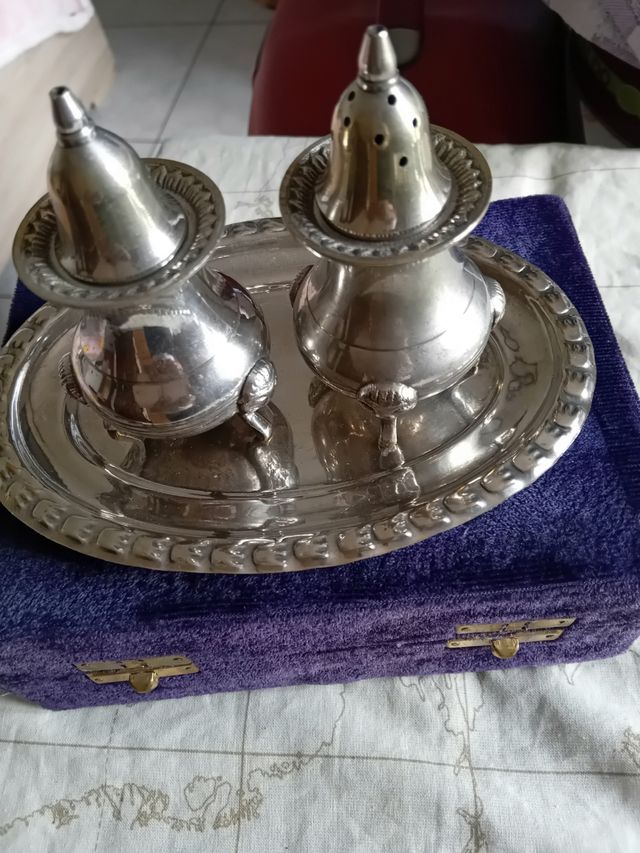 Porta sale e pepe set metallo argentato