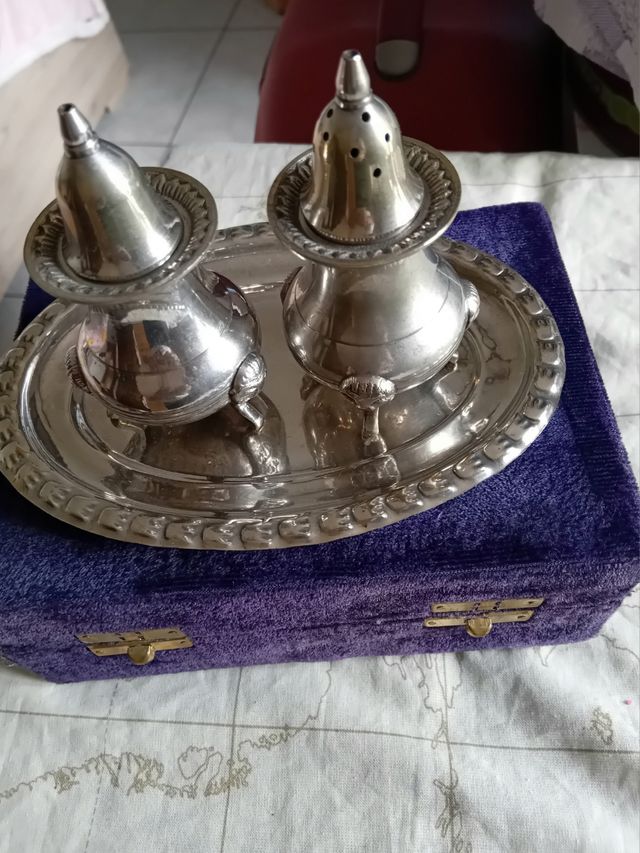 Porta sale e pepe set metallo argentato