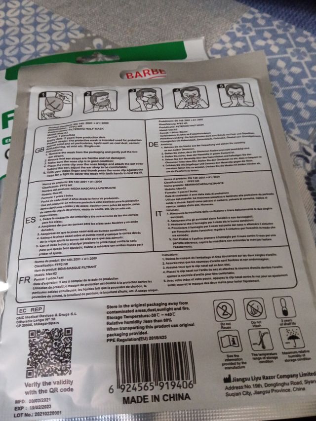 MASCARILLAS FFP2 PRECINTADAS