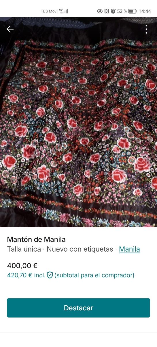 Mantón de Manila. Sin estrenar.