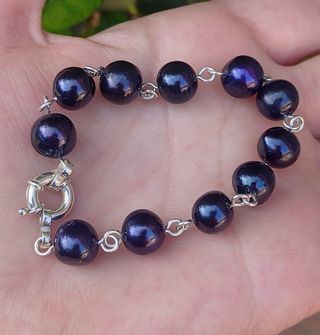 Pulsera, plata ley y perlas