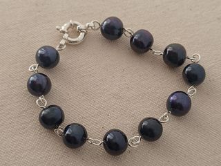 Pulsera, plata ley y perlas