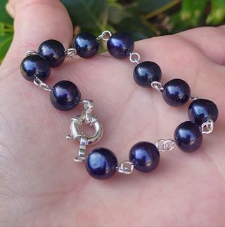Pulsera, plata ley y perlas