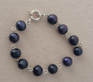 Pulsera, plata ley y perlas
