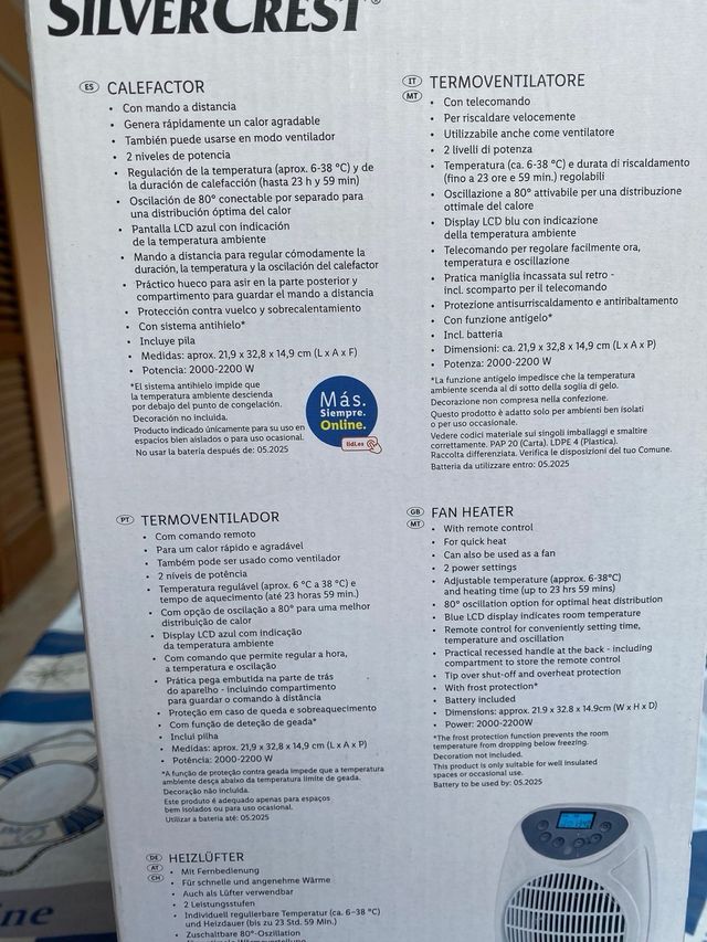 Ventilatore aria calda e fresca