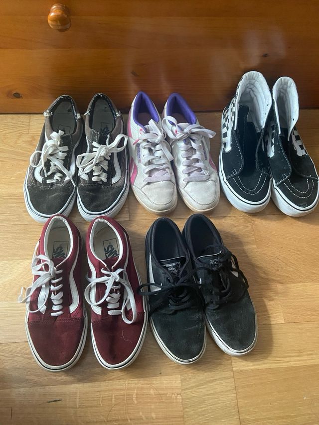 Lote de zapatillas para chica, vans, nike, reebok