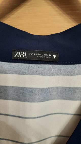 Vestido zara L marino y blanco