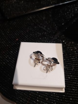 Pendientes plata y azabache