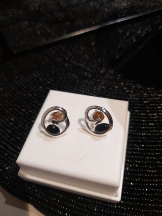 Pendientes plata y azabache