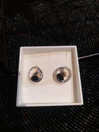 Pendientes plata y azabache