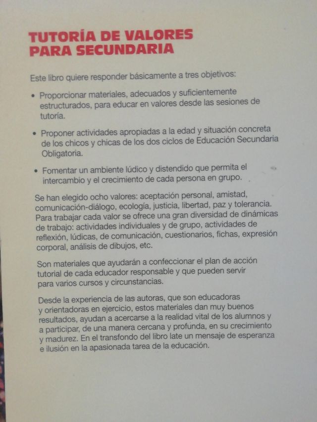 Tutoría de valores para secundaria