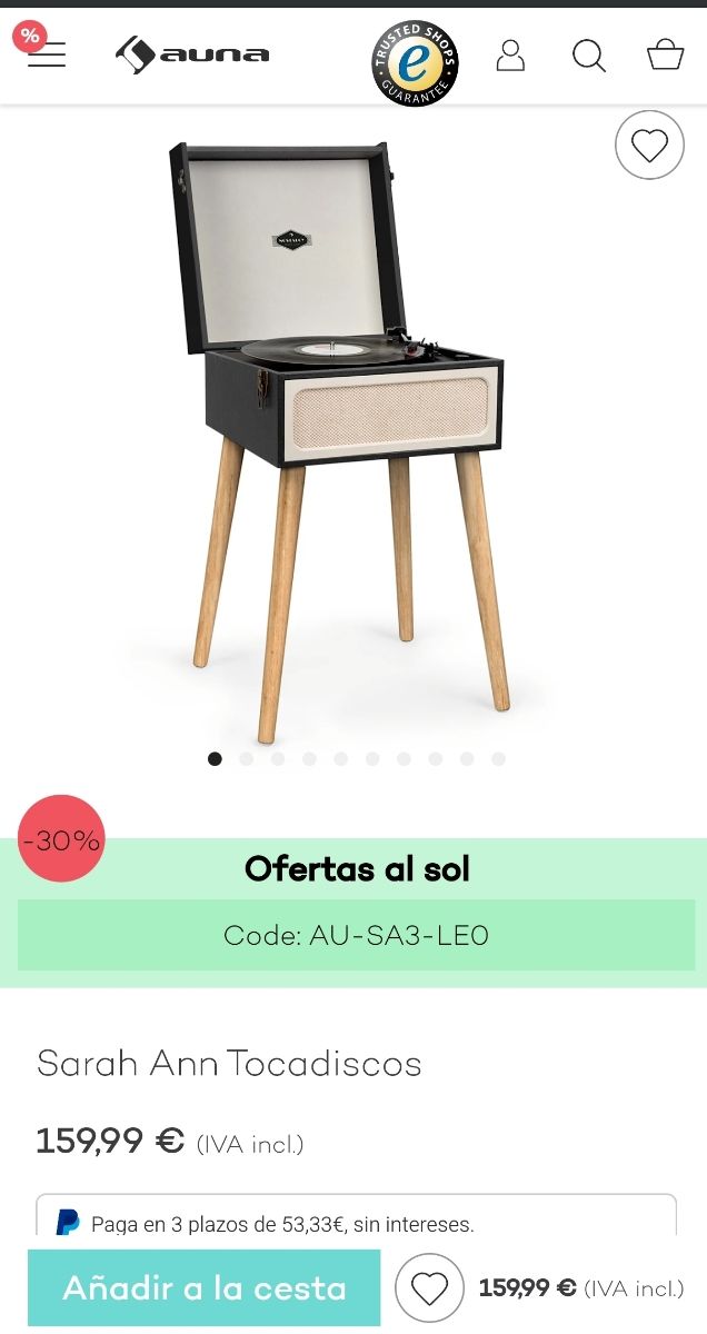 Sarah Ann Tocadiscos Bluetooth USB 33, 45 y 78 rp