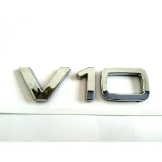 Emblema logo AUDI V10 PLATA / NEGRO