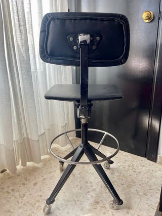 Silla de Oficina Vintage con Ruedas y Reposapiés
