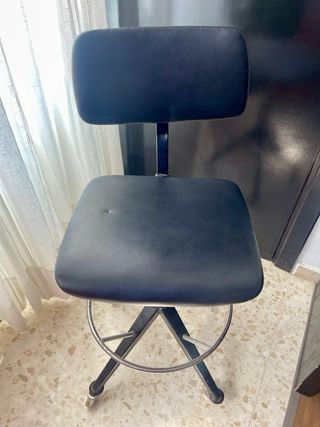 Silla de Oficina Vintage con Ruedas y Reposapiés