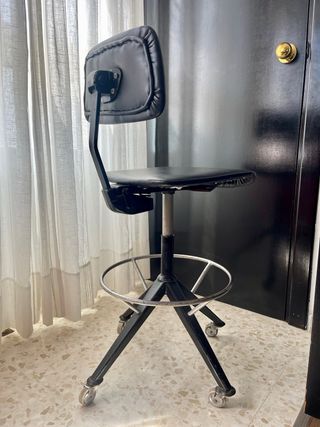 Silla de Oficina Vintage con Ruedas y Reposapiés