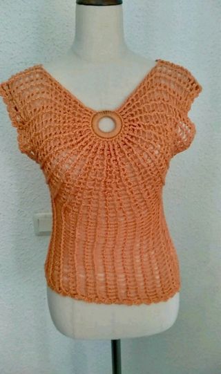 Camiseta ganchillo naranja