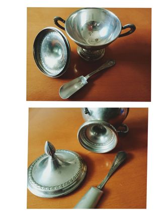 Antica zucchiera +cucchiaino a paletta