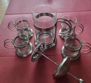 Juego de té y  café. Cristal resistente Pyrex.