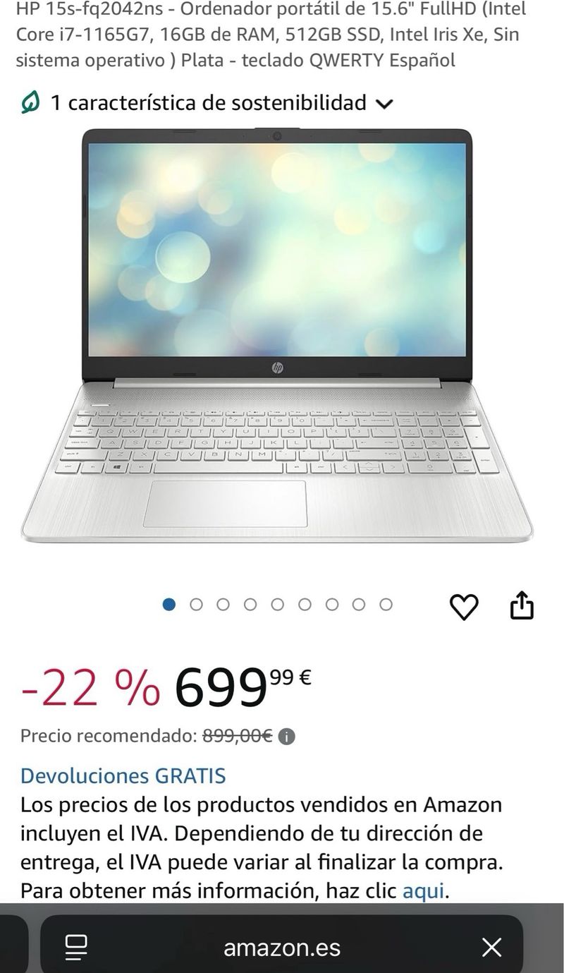 Portatil HP 15.6 i7 16GB RAM 512GB SSD