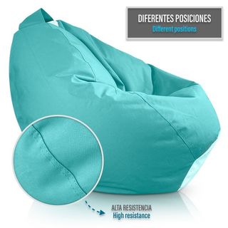 Puff gigante XXL exterior con relleno turquesa