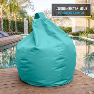 Puff gigante XXL exterior con relleno turquesa