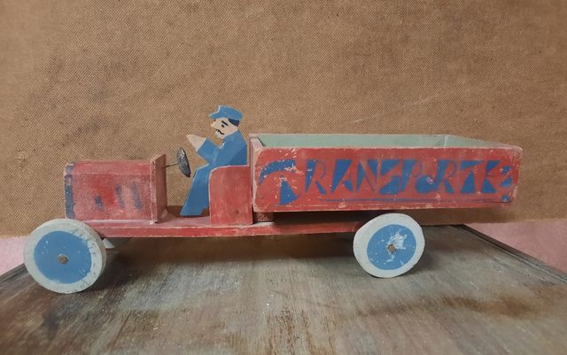 ANTIGUO CAMION "TRANSPORTES" MADERA.1935.VINTAGE