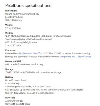Google Pixelbook Táctil 12" (i5; SSD 128)