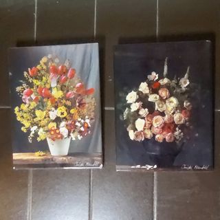 Conjunto 2 baldosas flores firmadas